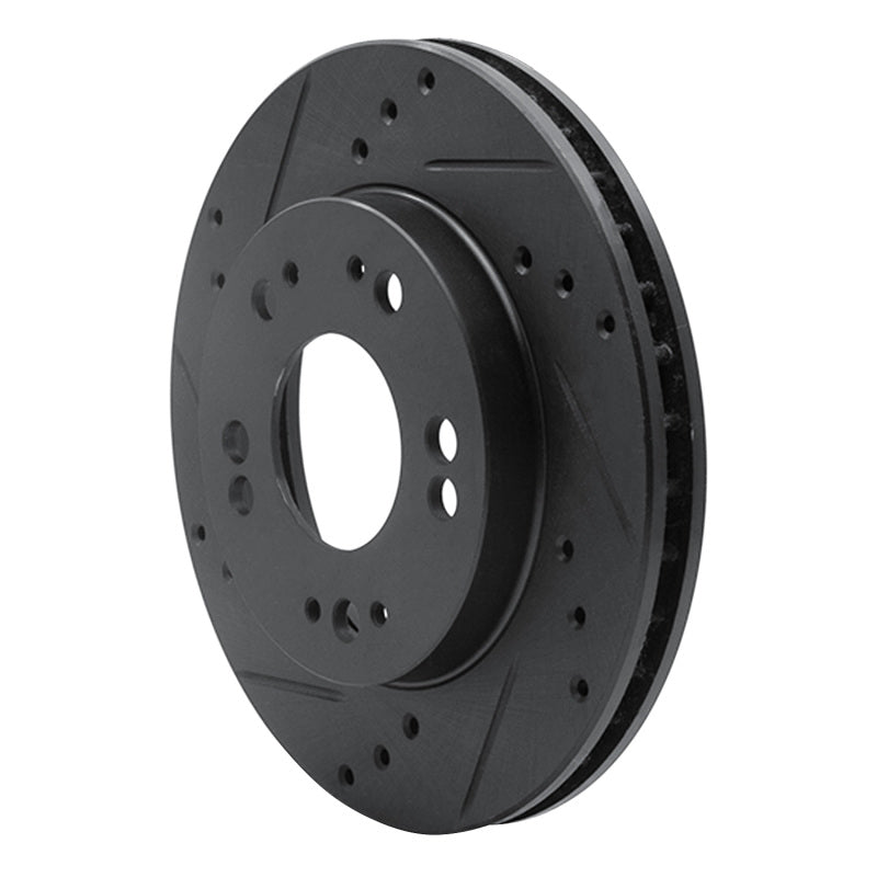 R1 90-05 Chrysler SEBRING Front Left Drilled & Slotted Black Brake Rotor