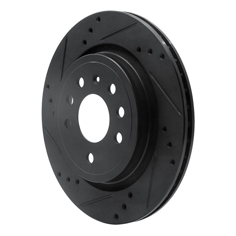 R1 03-11 Cadillac BLS (Mexico) Rear Left Drilled & Slotted Black Brake Rotor