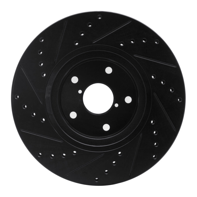 R1 06-21 Subaru Legacy Front Right Drilled & Slotted Black Brake Rotor
