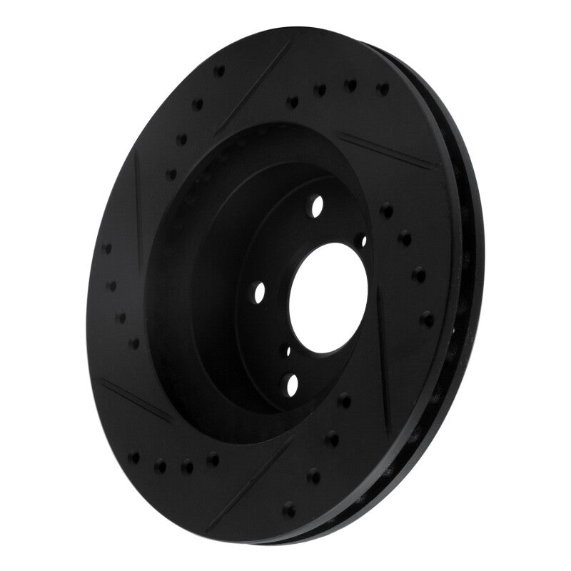 R1 90-01 Subaru Impreza Front Right Drilled & Slotted Black Brake Rotor