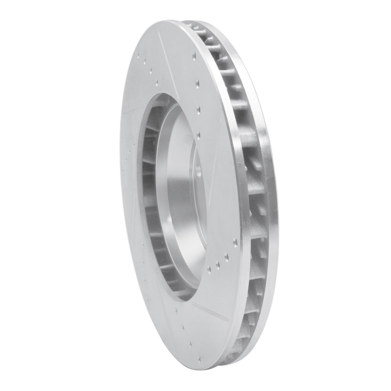 R1 03-15 Audi Q7 Right Front Drilled & Slotted Silver Brake Rotor
