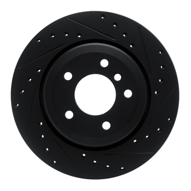 R1 01-06 BMW 330I Rear Right Drilled & Slotted Black Brake Rotor
