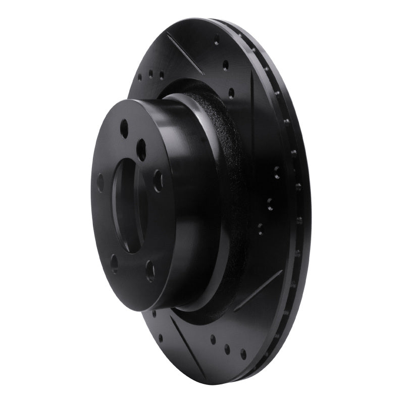 R1 03-08 BMW Z4 Rear Right Drilled & Slotted Black Brake Rotor
