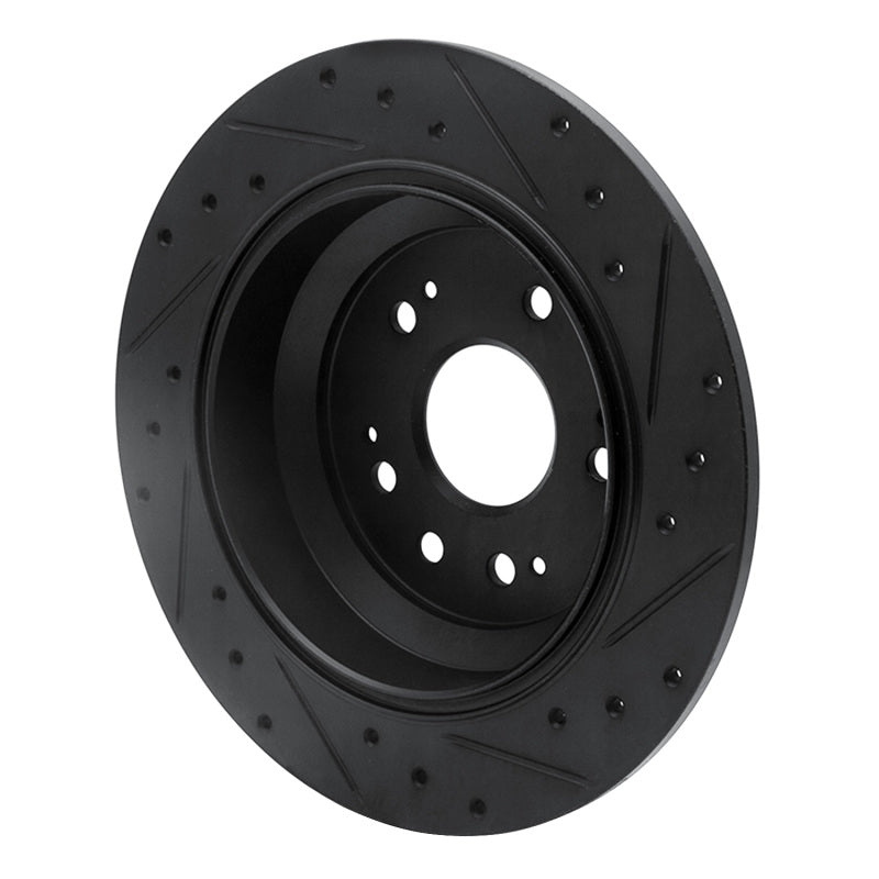 R1 10-15 Honda Crosstour Rear Left Drilled & Slotted Black Brake Rotor