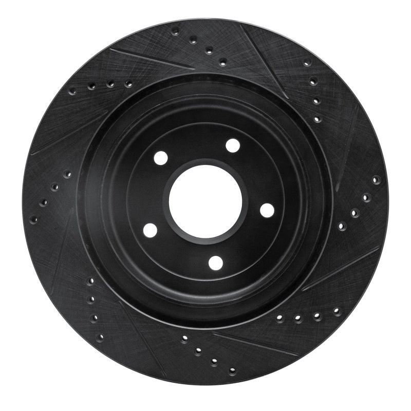 R1 06-13 Chevrolet Corvette Rear Left Drilled & Slotted Black Brake Rotor
