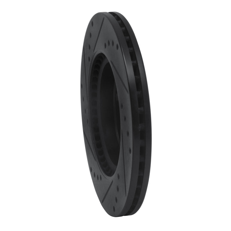 R1 13-19 Nissan SENTRA Front Right Drilled & Slotted Black Brake Rotor