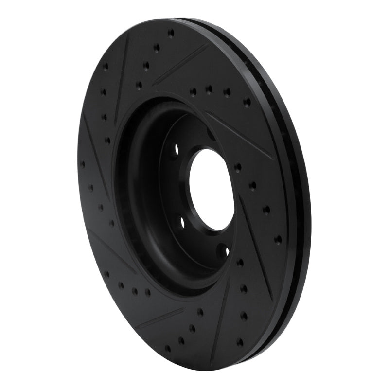 R1 04-15 Mazda 5 Front Right Drilled & Slotted Black Brake Rotor