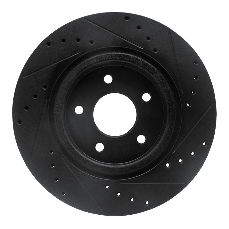 R1 19-24 Infiniti QX50 Rear Left Drilled & Slotted Black Brake Rotor