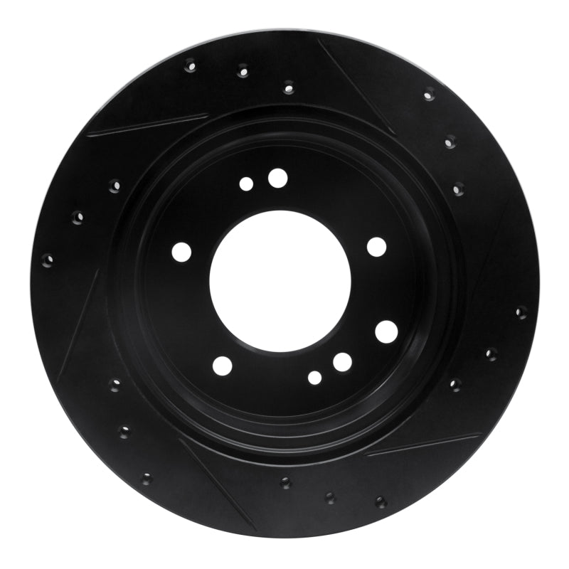 R1 03-06 Kia Sorento Rear Left Drilled & Slotted Black Brake Rotor