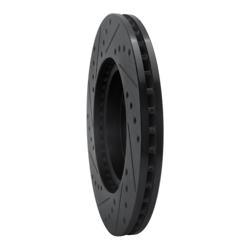 R1 07-14 Nissan Cube Front Right Drilled & Slotted Black Brake Rotor