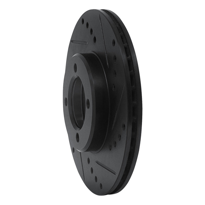 R1 84-87 Toyota Corolla (US/Canada) Front Right Drilled & Slotted Black Brake Rotor