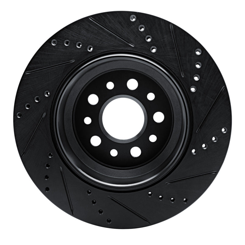 R1 14-16 Maserati Ghibli Rear Left Drilled & Slotted Black Brake Rotor