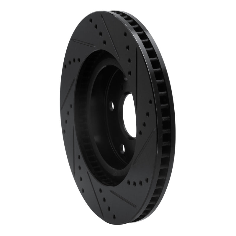R1 2021-2025 Hyundai Ioniq 6 Front Left Drilled & Slotted Black Brake Rotor