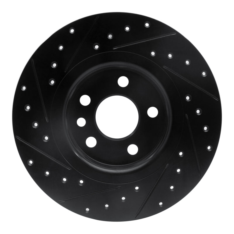 R1 15-20 Jaguar E-Pace Rear Right Drilled & Slotted Black Brake Rotor