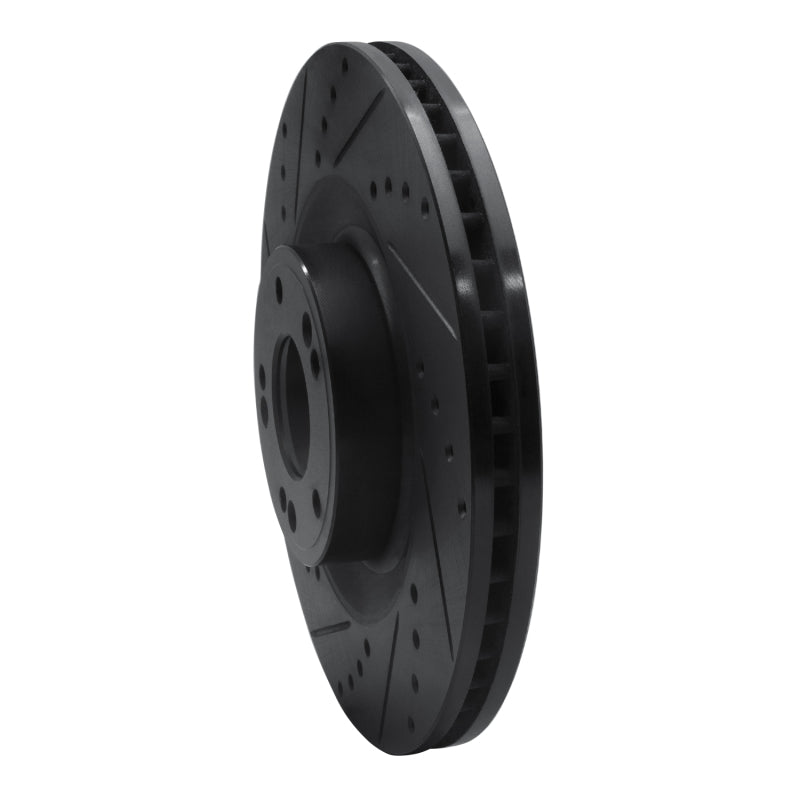 R1 11-17 Genesis G80 Front Left Drilled & Slotted Black Brake Rotor
