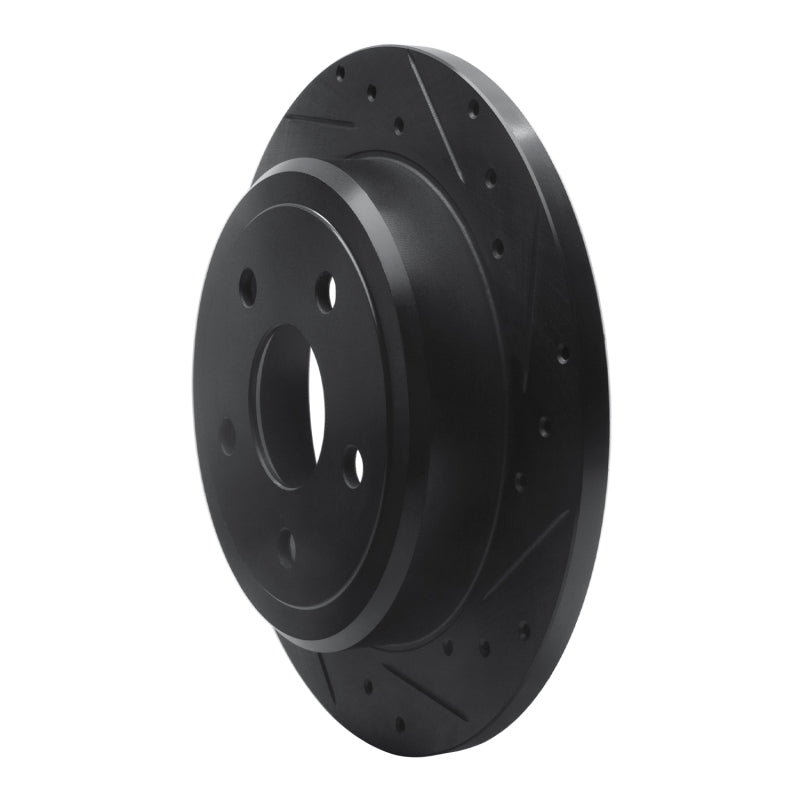 R1 05-10 Jeep Commander Rear Right Drilled & Slotted Black Brake Rotor