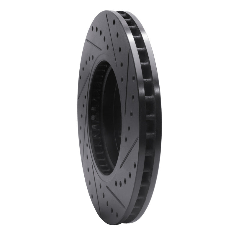 R1 09-11 Cadillac STS Front Left Drilled & Slotted Black Brake Rotor