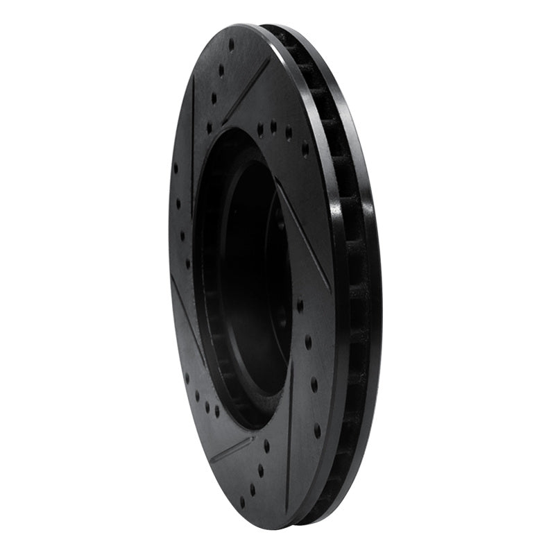 R1 17-23 Subaru Impreza Front Right Drilled & Slotted Black Brake Rotor