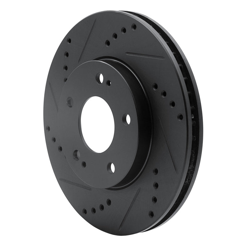 R1 00-24 Chrysler SEBRING Front Left Drilled & Slotted Black Brake Rotor