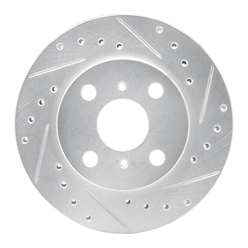 R1 86-89 Toyota Celica Front Right Drilled & Slotted Silver Brake Rotor