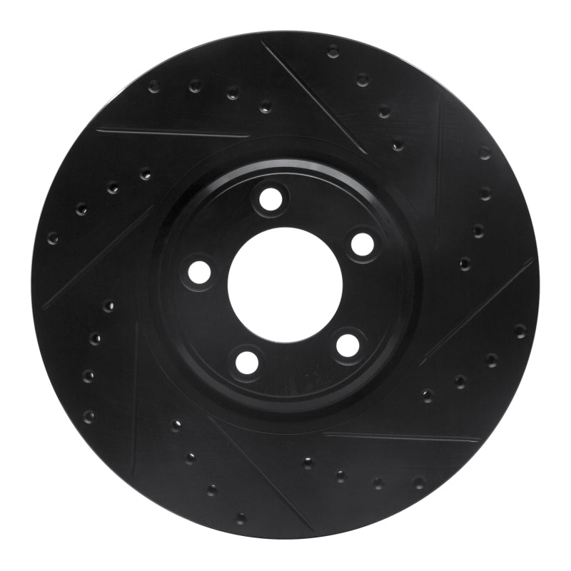 R1 03-05 Jaguar Vanden Plas Front Right Drilled & Slotted Black Brake Rotor