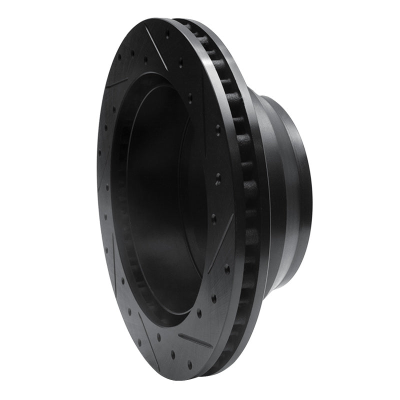 R1 99-04 Ford F-350 Super Duty 2WD Rear Left Drilled & Slotted Black Brake Rotor