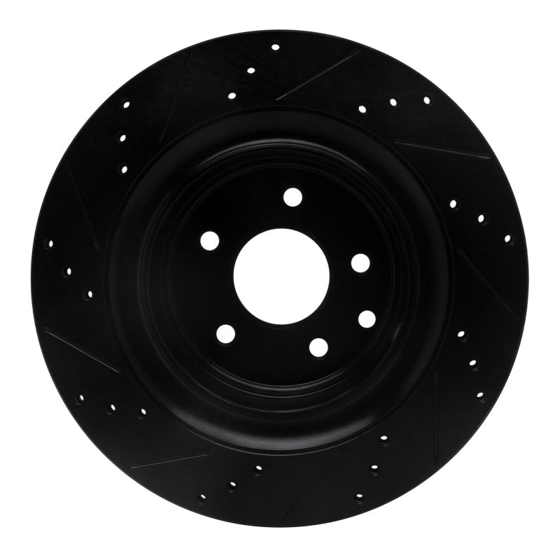 R1 07-15 Infiniti G35 Rear Right Drilled & Slotted Black Brake Rotor