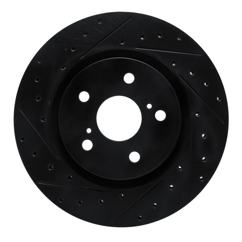 R1 18-25 Lexus UX300h Front Left Drilled & Slotted Black Brake Rotor