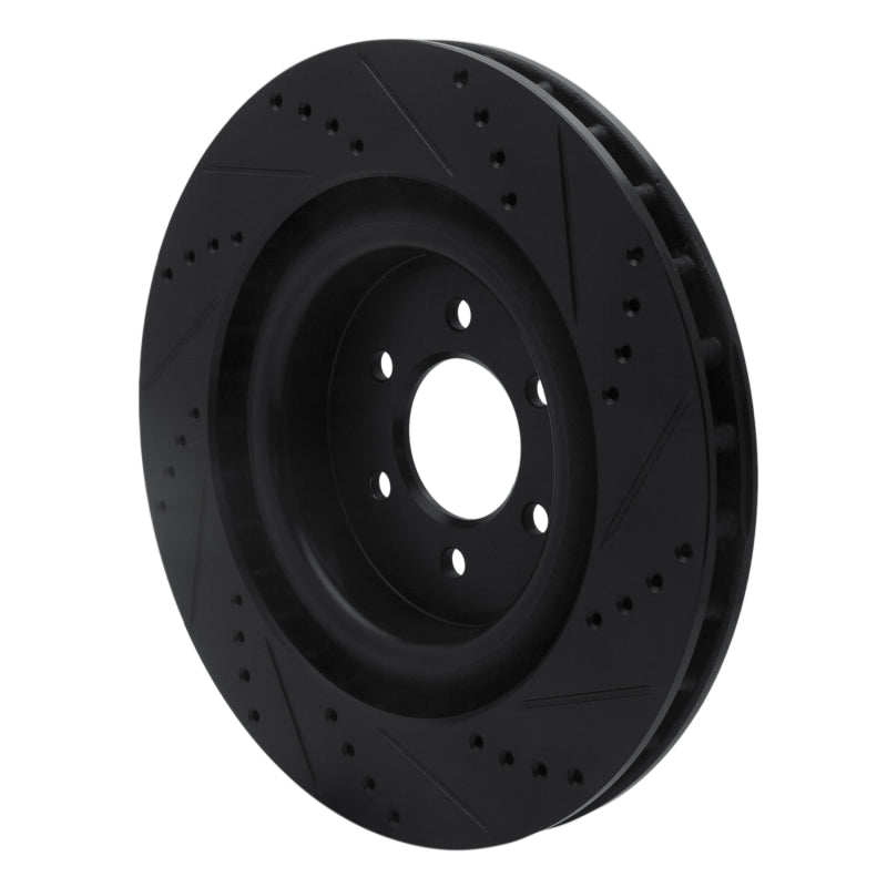 R1 03-17 Dodge Viper Rear Left Drilled & Slotted Black Brake Rotor