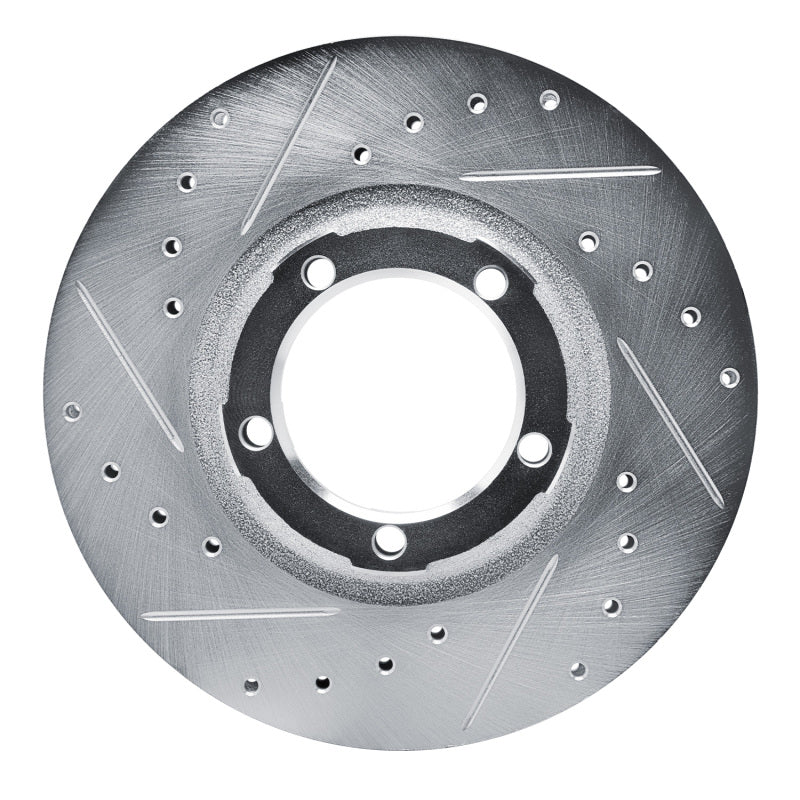 R1 87-90 Mitsubishi Van Front Left Drilled & Slotted Silver Brake Rotor