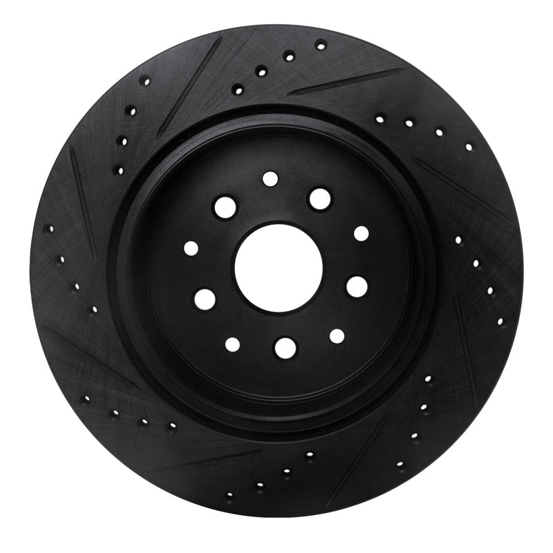 R1 93-98 Toyota Supra Rear Right Drilled & Slotted Black Brake Rotor