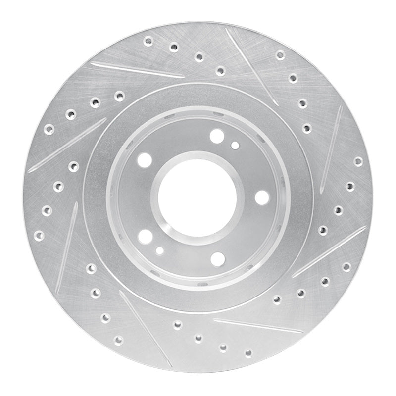 R1 05-22 Mitsubishi Outlander Front Left Drilled & Slotted Silver Brake Rotor