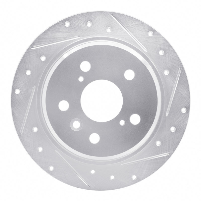 R1 95-99 Toyota Avalon Rear Right Drilled & Slotted Silver Brake Rotor