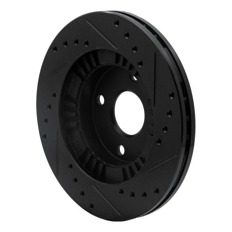 R1 99-03 Mazda Protege Front Left Drilled & Slotted Black Brake Rotor