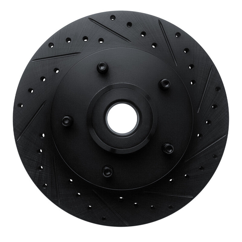 R1 94-02 Dodge B200 / B200 Van / B250 Front Right Drilled & Slotted Black Brake Rotor