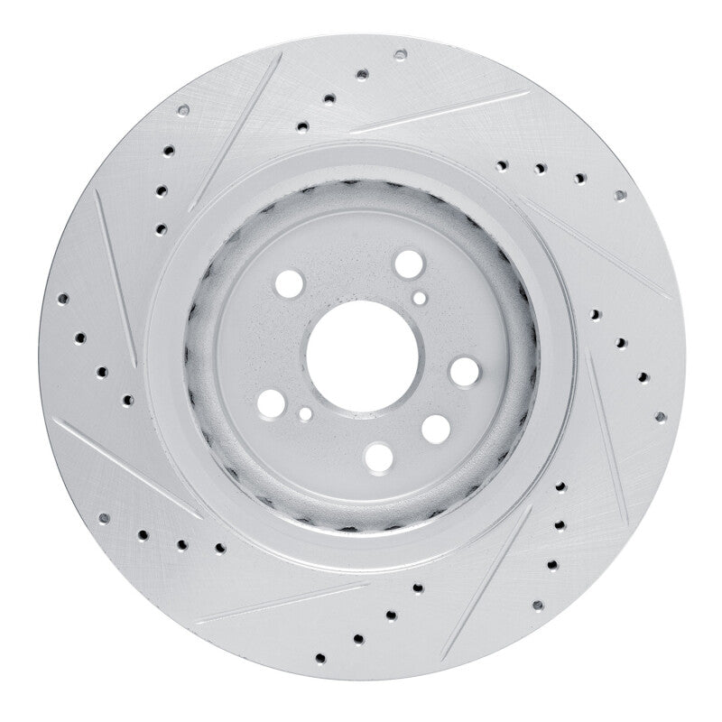 R1 20-25 Lexus RX350 Front Right Drilled & Slotted Silver Brake Rotor