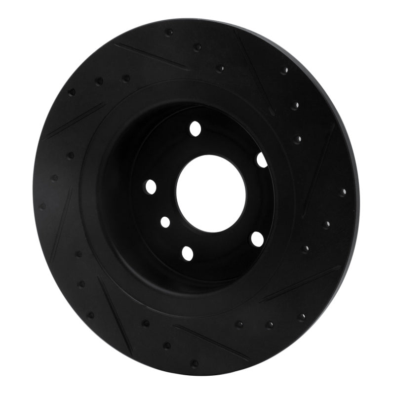 R1 94-04 Land Rover Discovery Rear Left Drilled & Slotted Black Brake Rotor