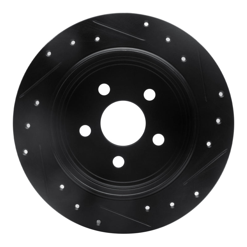 R1 95-07 Chrysler Sebring Rear Left Drilled & Slotted Black Brake Rotor