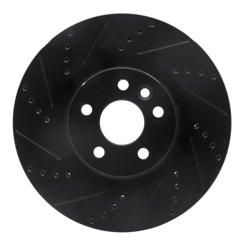 R1 15-19 Jaguar E-Pace Front Left Drilled & Slotted Black Brake Rotor