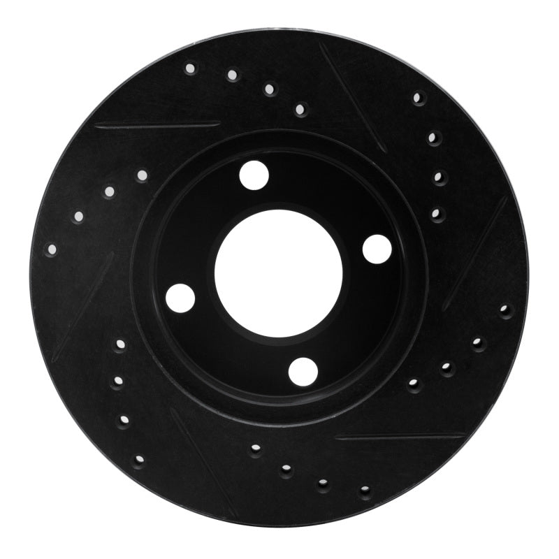 R1 90-91 Audi 90 Quattro Front Left Drilled & Slotted Black Brake Rotor