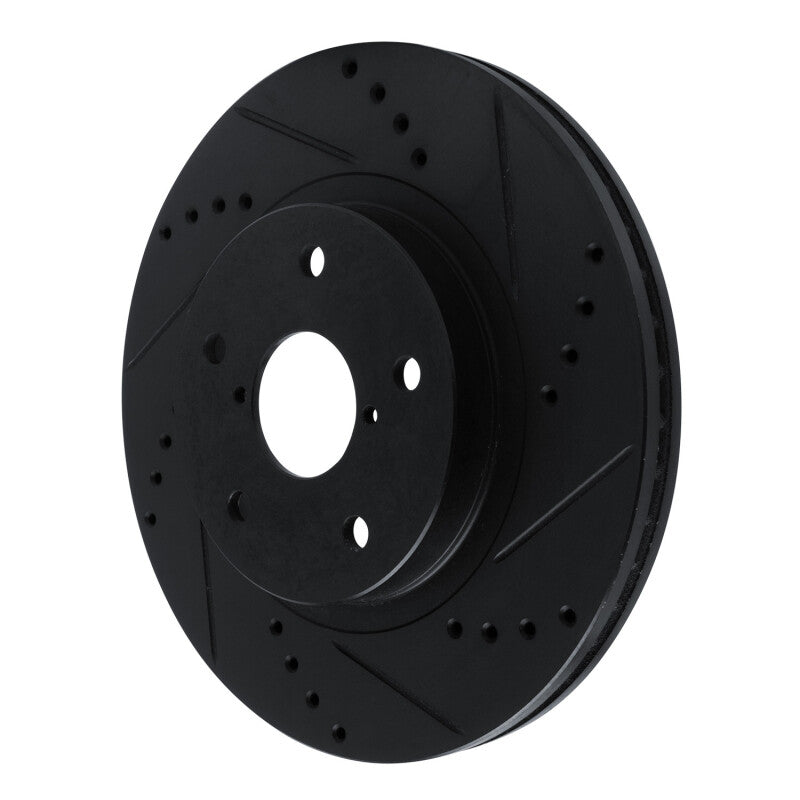 R1 -24 Subaru Forester Front Right Drilled & Slotted Black Brake Rotor