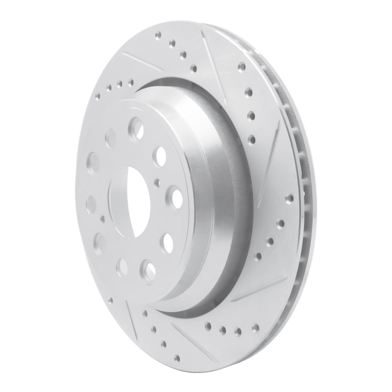 R1 07-17 Lexus LS460 Rear Right Drilled & Slotted Silver Brake Rotor