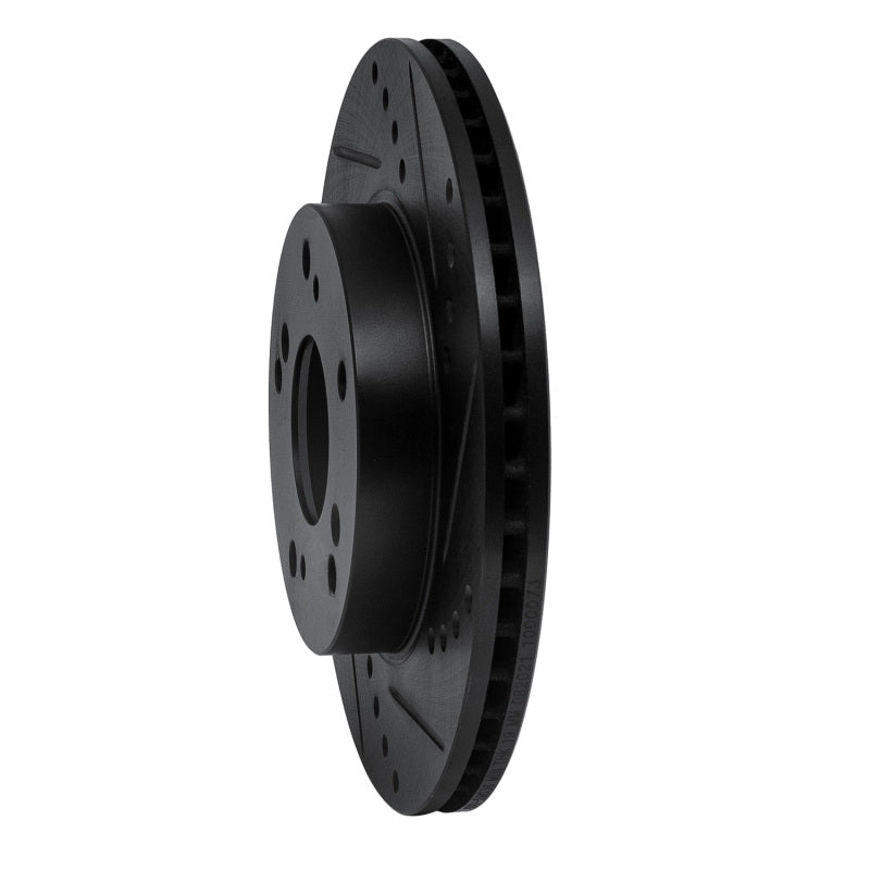 R1 12-15 Acura ILX Front Right Drilled & Slotted Black Brake Rotor
