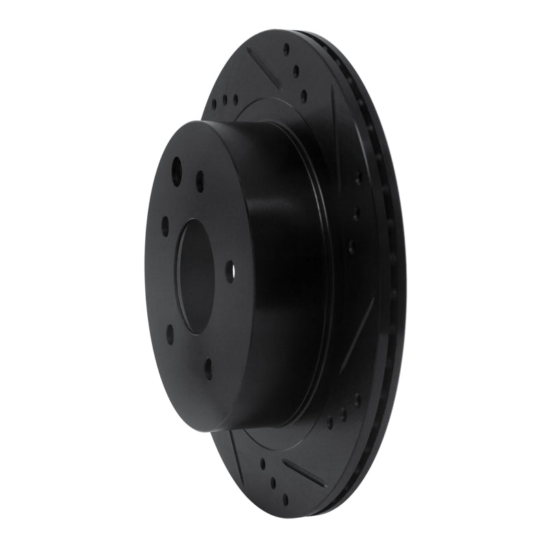 R1 02-25 Infiniti G35 Rear Right Drilled & Slotted Black Brake Rotor
