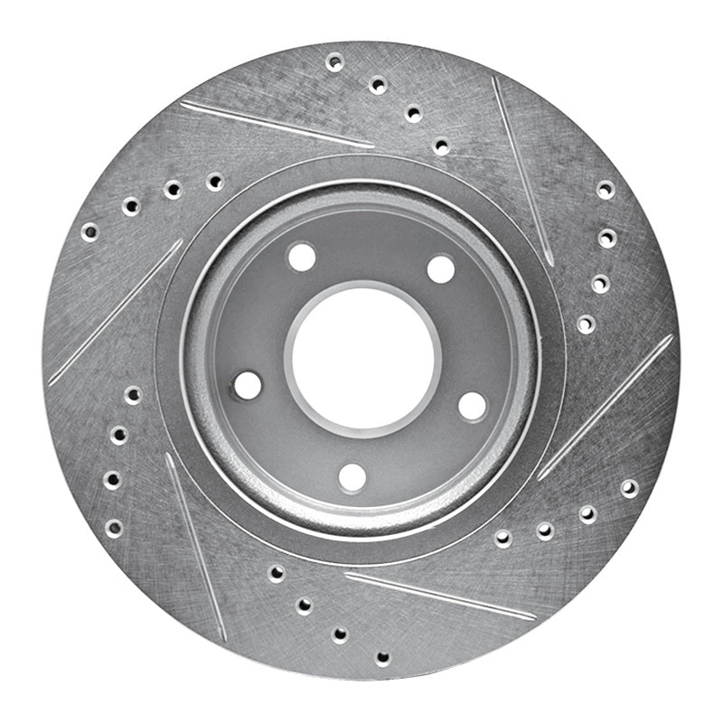 R1 14-23 Nissan Leaf Front Left Drilled & Slotted Silver Brake Rotor