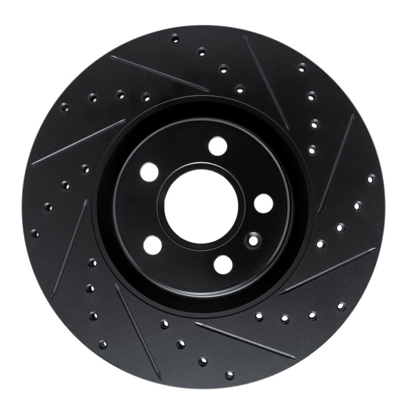 R1 17-25 Volvo V90 Front Right Drilled & Slotted Black Brake Rotor