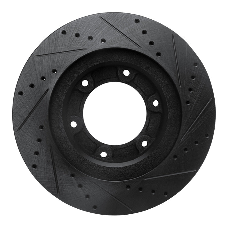 R1 93-97 Lexus LX450 Front Left Drilled & Slotted Black Brake Rotor