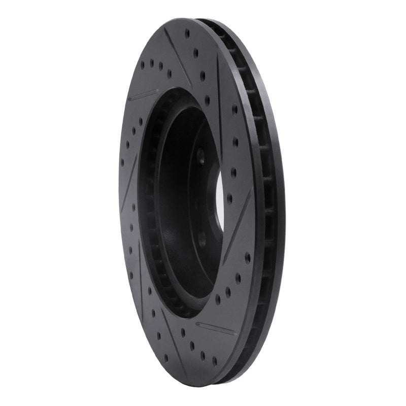 R1 07-19 Suzuki SX4 Front Left Drilled & Slotted Black Brake Rotor