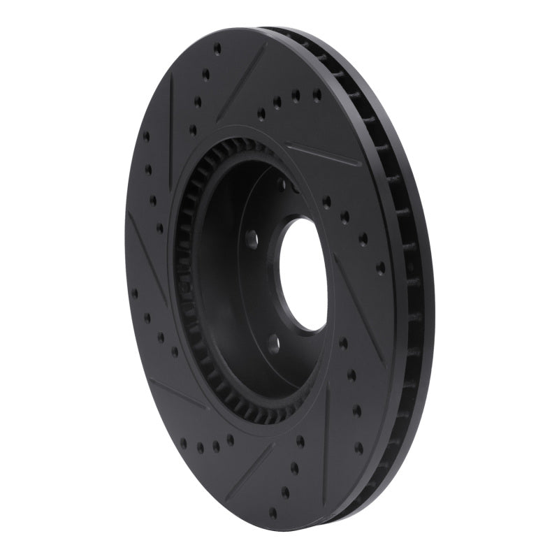R1 05-24 Hyundai Tucson Front Right Drilled & Slotted Black Brake Rotor