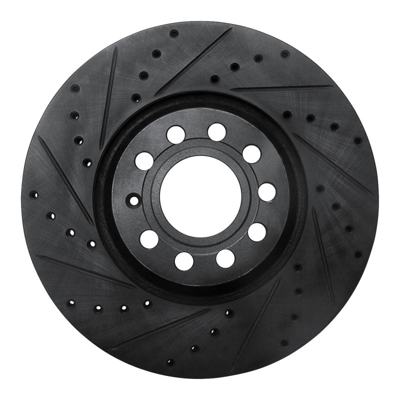 R1 97-06 Audi A6 (USA/Canada) Front Left Drilled & Slotted Black Brake Rotor